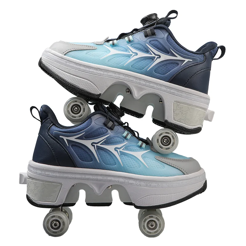 Wholesale Footwear Contraction Dual-purposeChildren Roller Skates Walking Boy and Children Kick OutSkate Shoes with 4 wheels