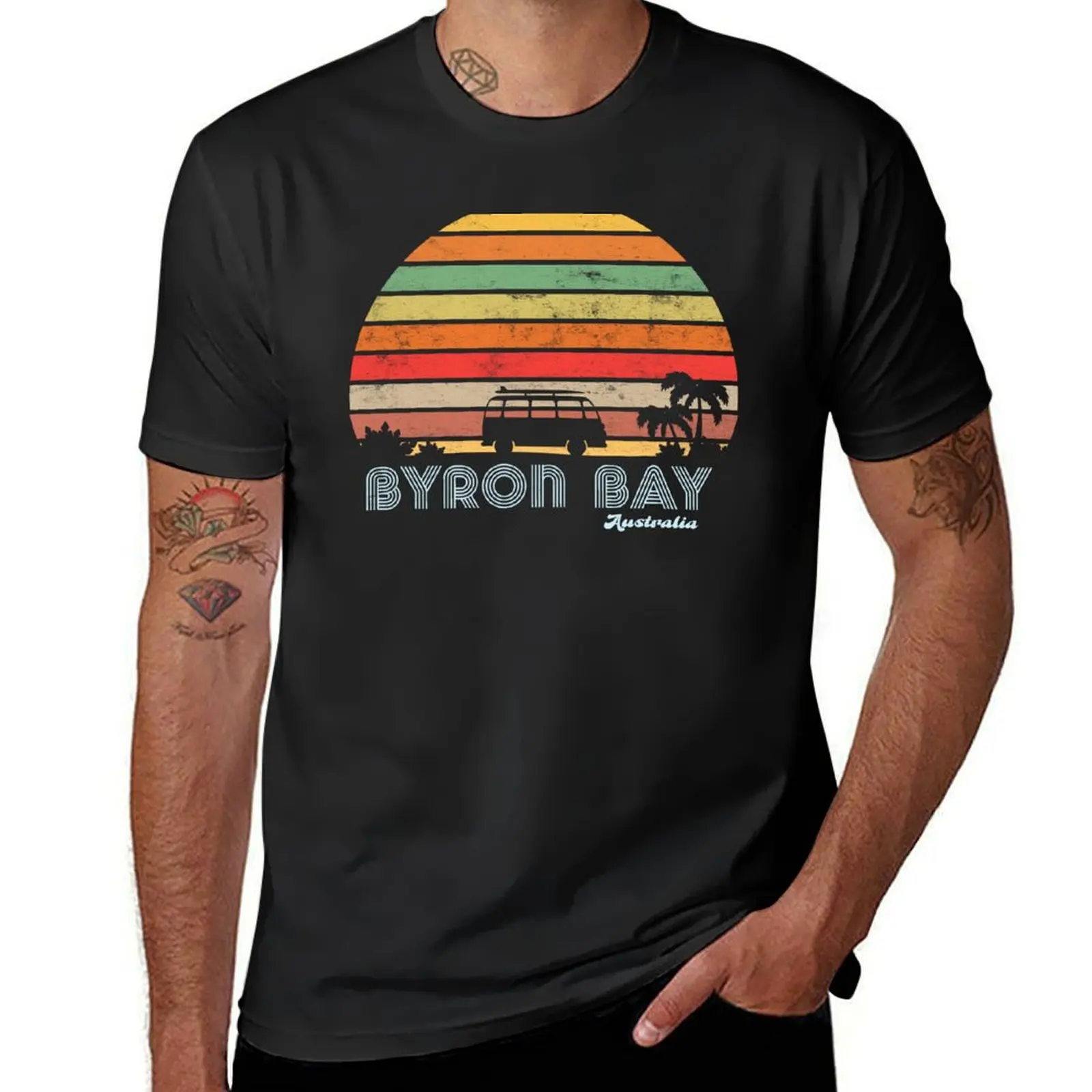 Byron Bay Retro T-Shirt funnys customizeds vintage aesthetic clothes t shirts for men cotton