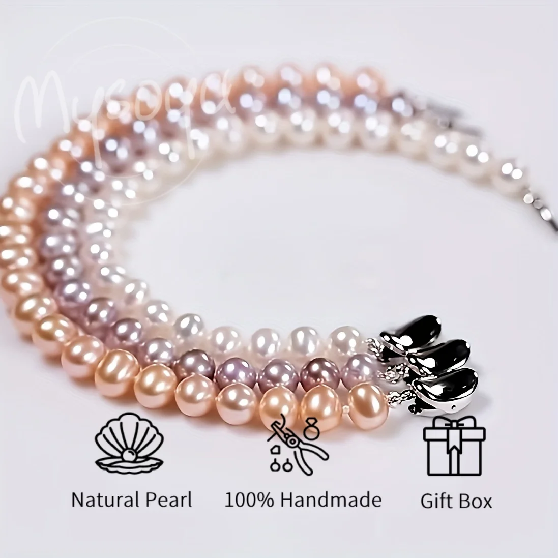 

MYSOYA 9-10 мм браслет с розовым пресноводным жемчугом в форме слитков, застежка, ювелирные изделия унисекс, идеально подходящие для свадьбы, дня рождения, Рождества, Нового года