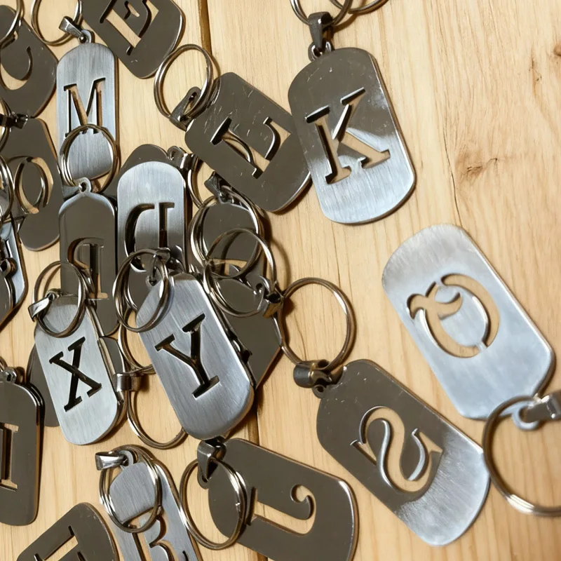 26Pcs Stainless Steel Letter Tags Metal Alphabet Pendant Markers Handtags A-Z Signs For Key Hanging Decorative Labels with Rings