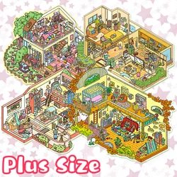 Plus Size Friend Party Landscape Sticker Panda and Cat DIY 3D Pocket Cabin Scene Stickers Gift for Kid Child
