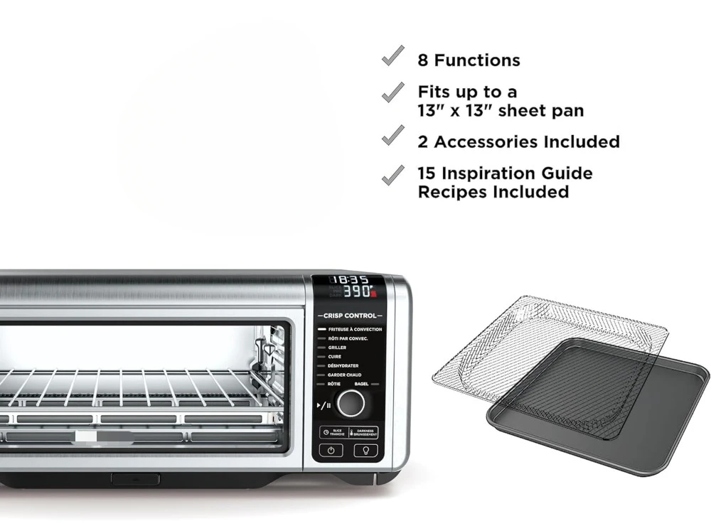 Digital Air Fry Countertop Oven with 8-in-1 Functionality, Flip Up & Away Capability for Storage Space