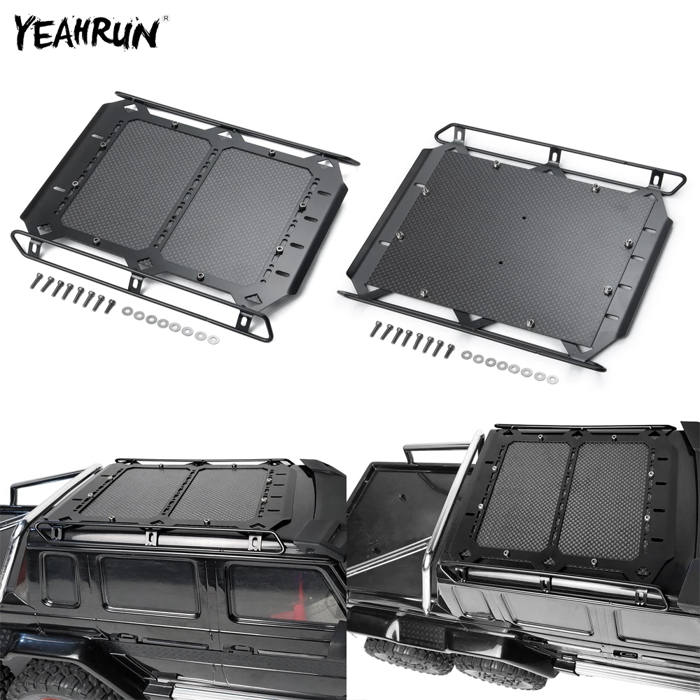 YEAHRUN Carbon Fiber Roof Luggage Rack for 1/10 TRX6 T6 G63 Diy Remote Control Car Accessories Luggage Rack