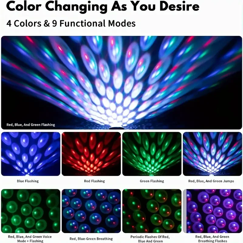 LED lighting and audio party car USB mini disco ball lamp RGB multi-color car atmosphere room decoration lamp magic strobe lamp