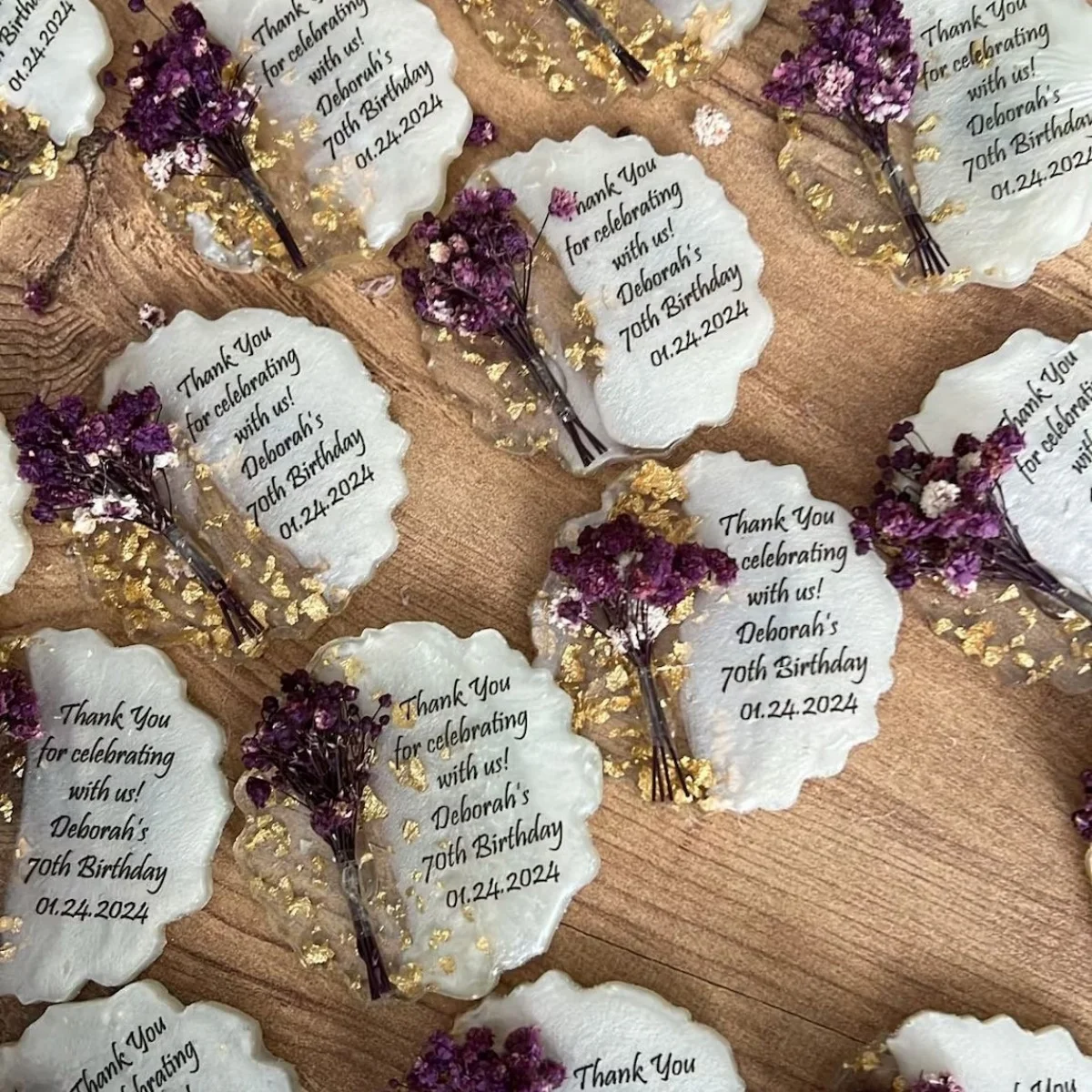 Custom Resin Flower Magnet Favors: Wedding, Shower, Birthday