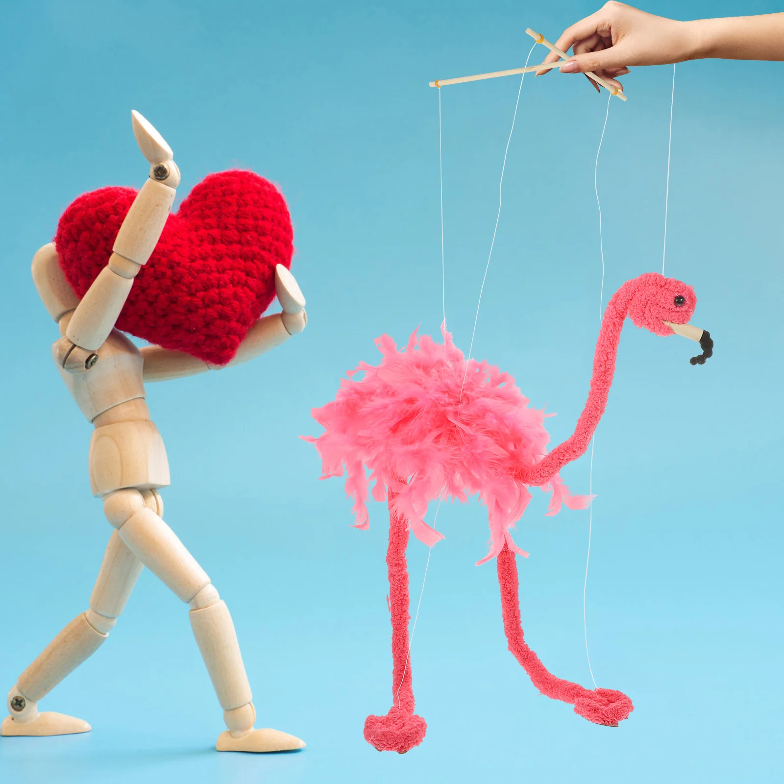 Pluszowy sznurek Flamingo Lalka Zwierzęta Marionetka Zabawki Śmieszne zabawki Lalki Figurka Rzemiosło Puszyste