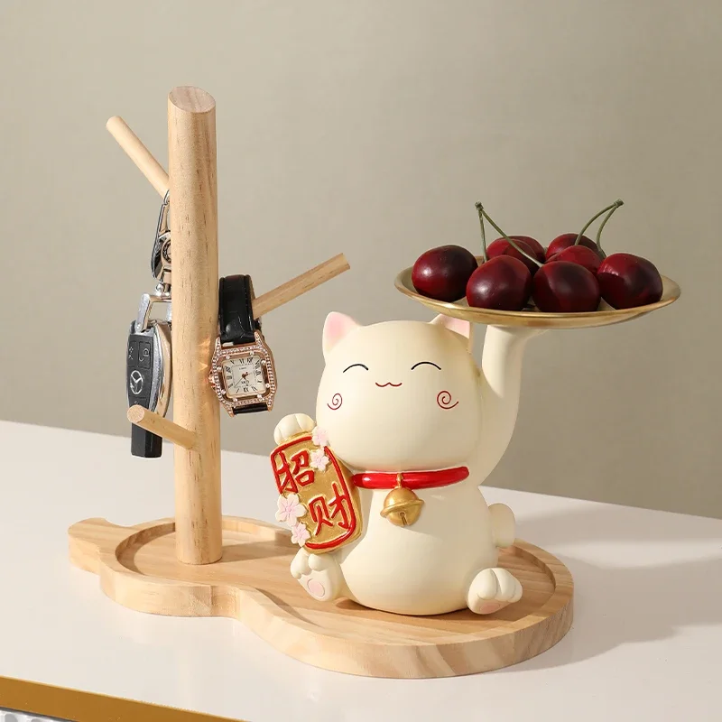 Zhaocai Cat Key Storage Tray Ornaments Living Room Entrance Porch TV Wine Cabinet Home Decoration Shoe Cabinet