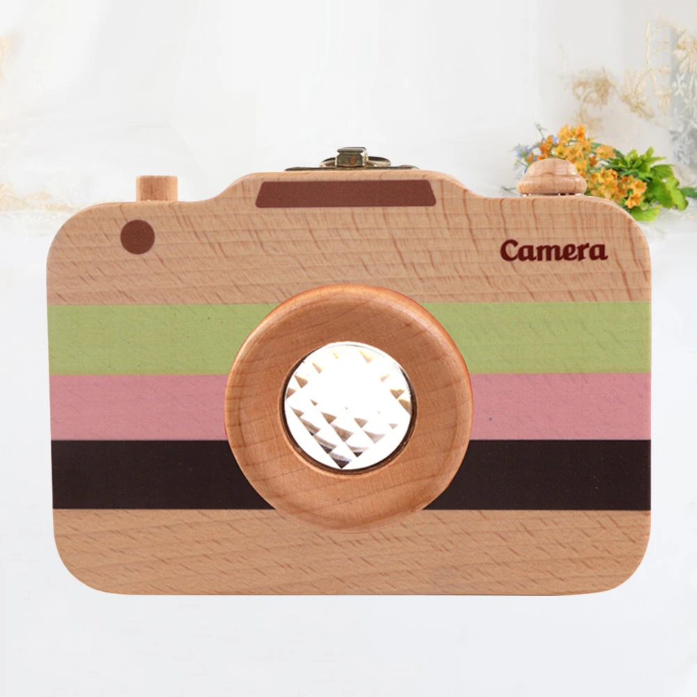 

Camera Tooth Box Wooden Storage Case Cute Baby Tooth Holder Portable Foetal Box For Kids Home Use Three Color