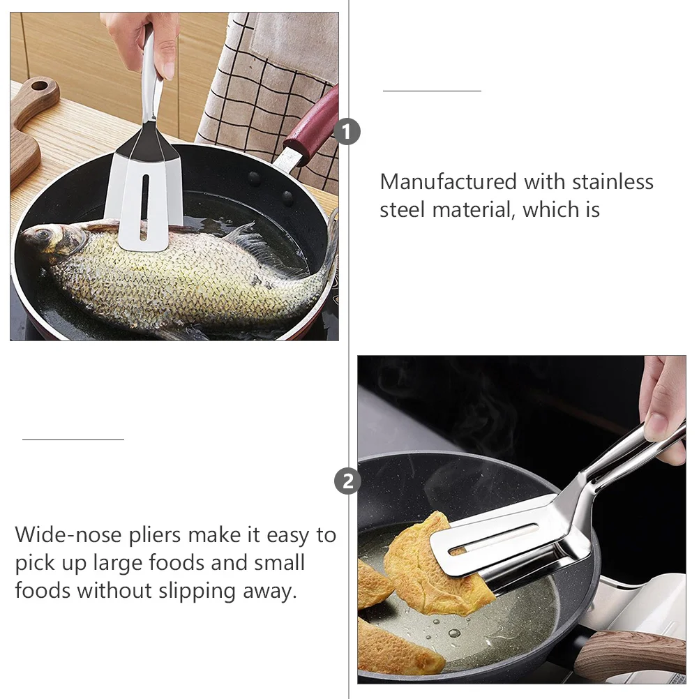

1Pcs Steak Tong Stainless Steel Rustproof Food Clamp Wide Nose Long Handle Kitchen Bbq Cooking Tool Dishwasher Safe
