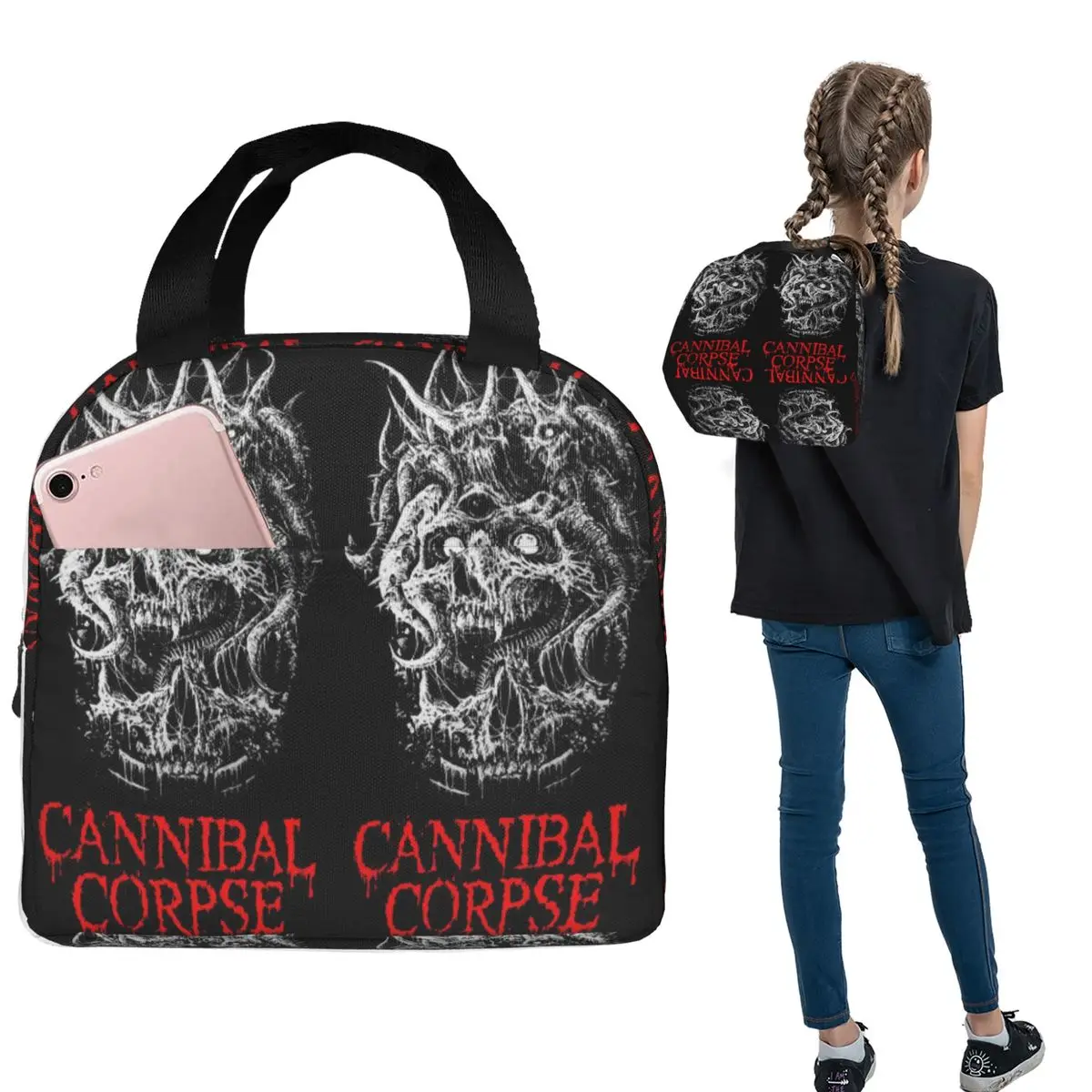 

Сумка-холодильник для обедов Cannibal Corpse Metal Skateboard, изолированная, для женщин и детей, портативная, термосумка для еды