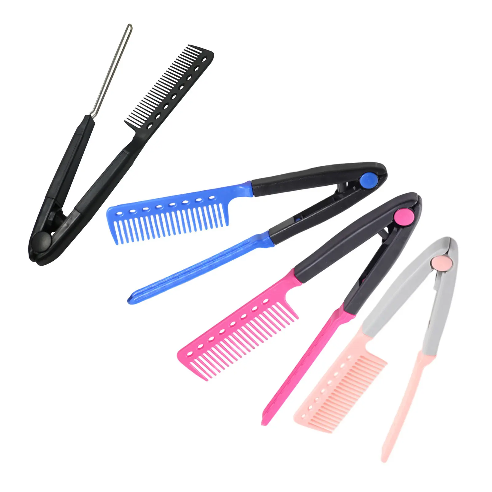 

Набор из 4 складных V-образных расчесок-выпрямителей для волос: профессиональный инструмент для быстрой укладки и контроля пушистости для женщин