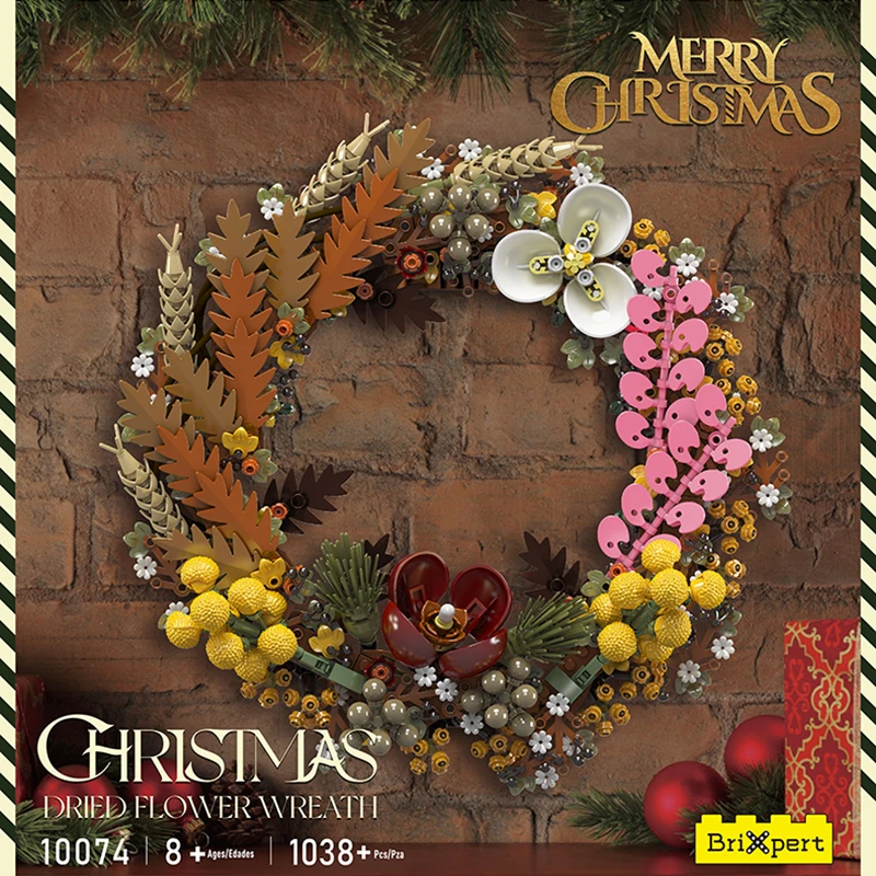 MOULD KING 10073 10074 MOC Christmas Wreath and Dried Flower Wreath Building Blocks Bricks Assembly Toys Christmas Gift For Kids