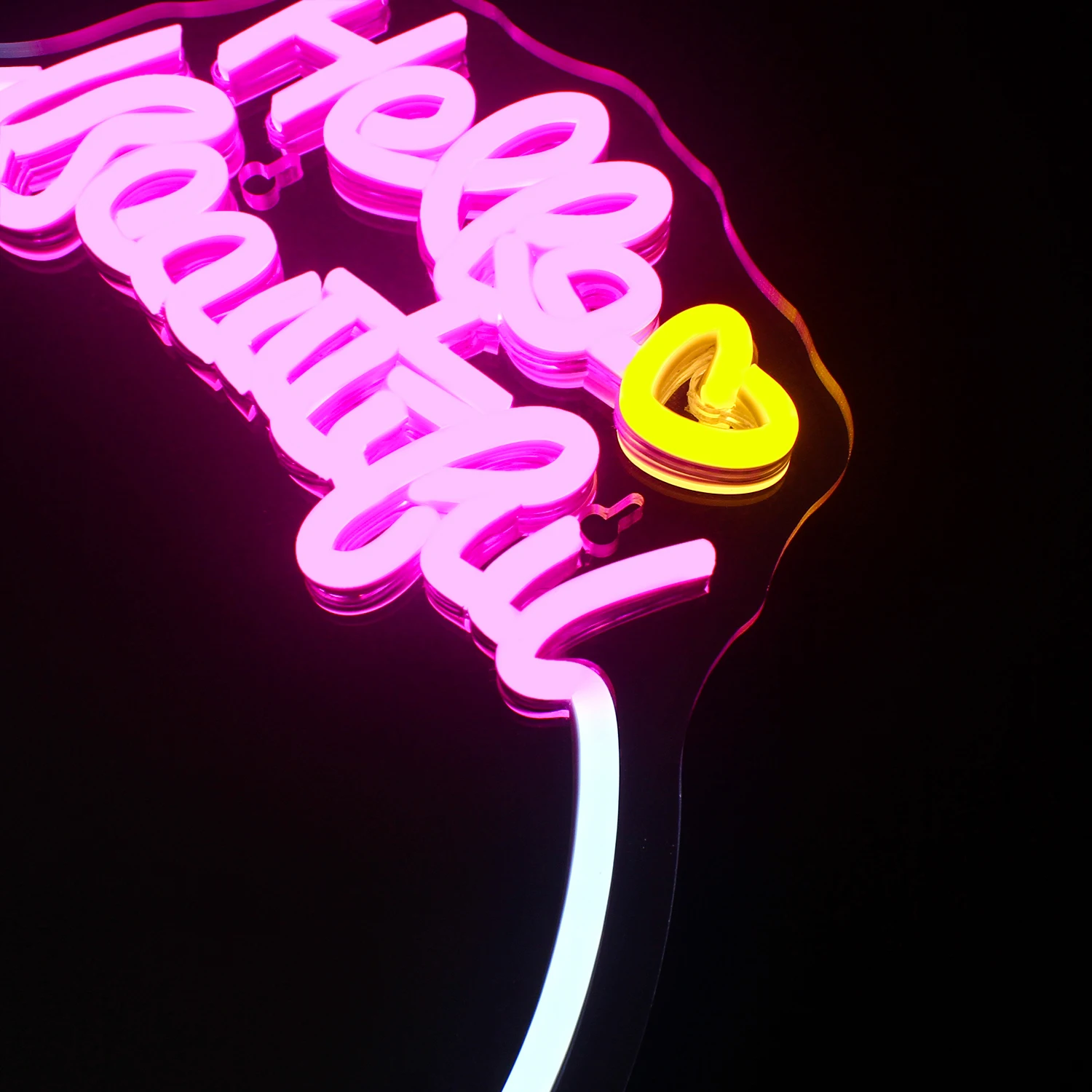 Mirror Hello Beautiful Neon Sign for Wall Decor Girls Hotel Room Decor USB Powered Led Neon Signs Bedroom Decor Birthday Party