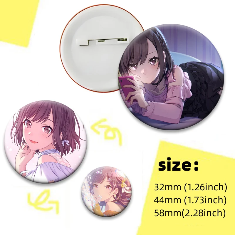 أنيمي مشروع SEKAI شارة على ظهره اكسسوارات Shinonome Ena الرموز دبابيس دبابيس الكرتون المستديرة للملابس حقيبة ديكور الهدايا