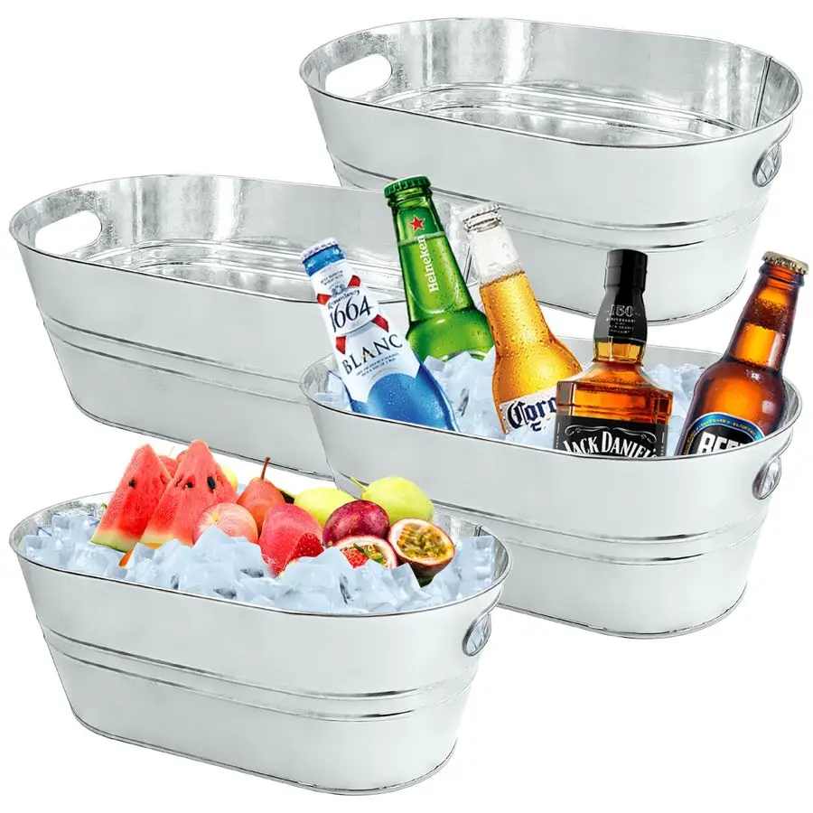 

3 Gallon Galvanized Bucket Ice Bucket Large Metal Drink Buckets for Parties Beer Beverage Tub with Scoops for Champagne Cocktail