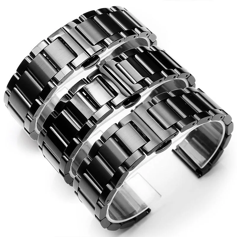 Stainless Steel Watch Accessories Thick Three Beads Men's Rasha Metal Steel Watch Strap