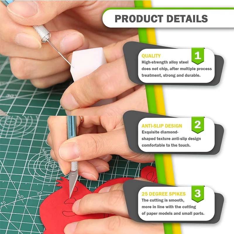 Carving Craft Knives Set Precision Hobby Knife Kit with Aluminum Body for Art Cutting Model Making DIY Scrapbooking Stencil