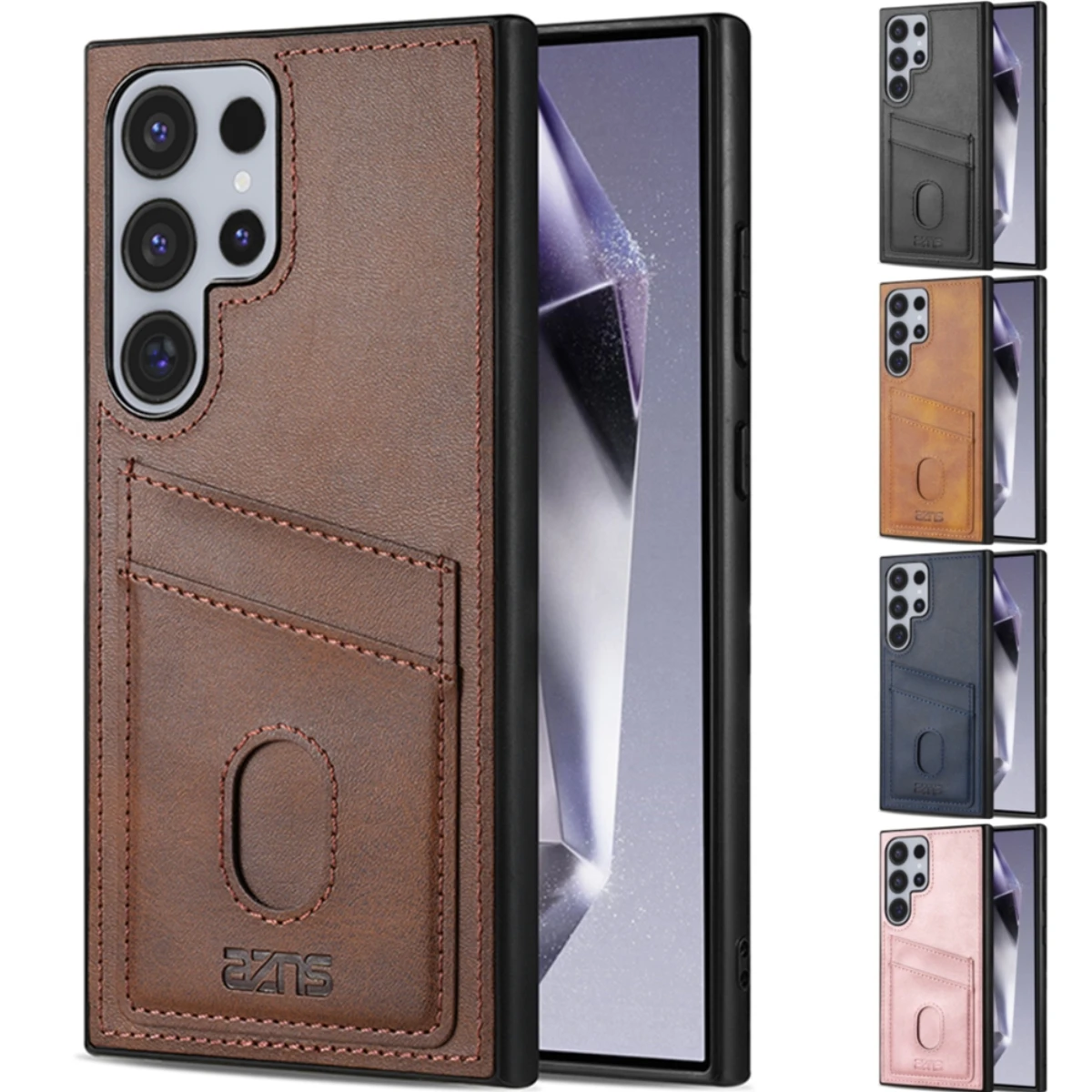 Leder-Handyhülle für Samsung Galaxy S26 S25 Edge S24 S23 Ultra S22 S21 S20 FE A17 A37 A57 A16 A36 A56 mit Kartenfach und Brieftaschenfunktion
