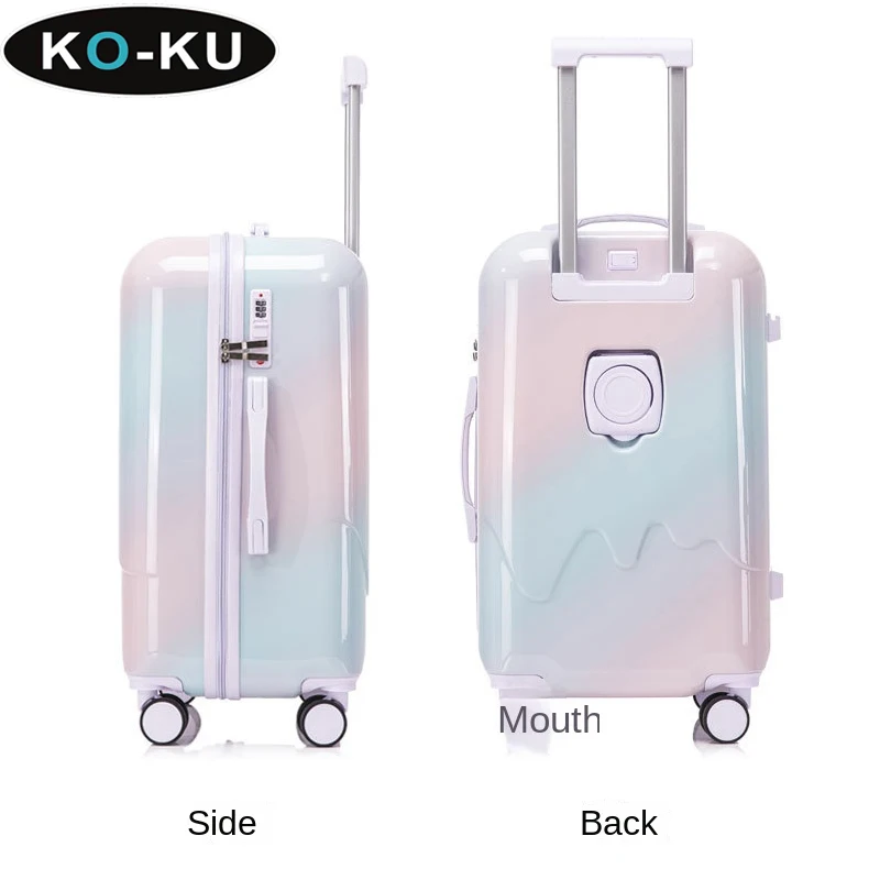 KO-KU Gradient Model Suitcas Hot Sale Female High Value 24 Inch Travel Trolley Case 20 Inch Boarding Box Multifunctional Luggage