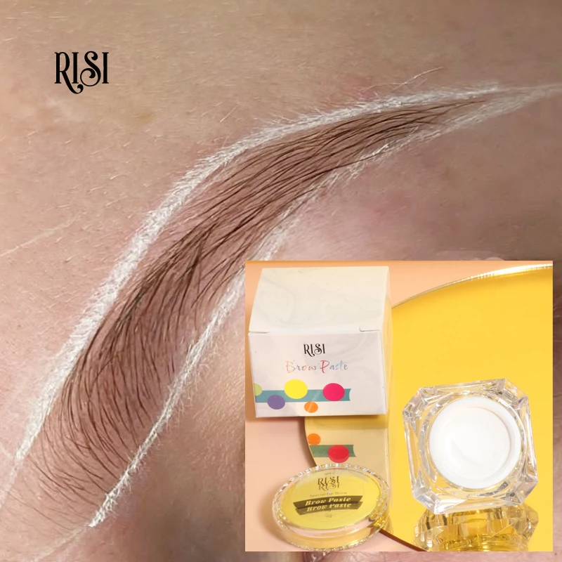 Free RISI Wholesale White & Pink Eyebrow Mapping Paste Waterproof Mapping Paste Soft Texture Brow Paste