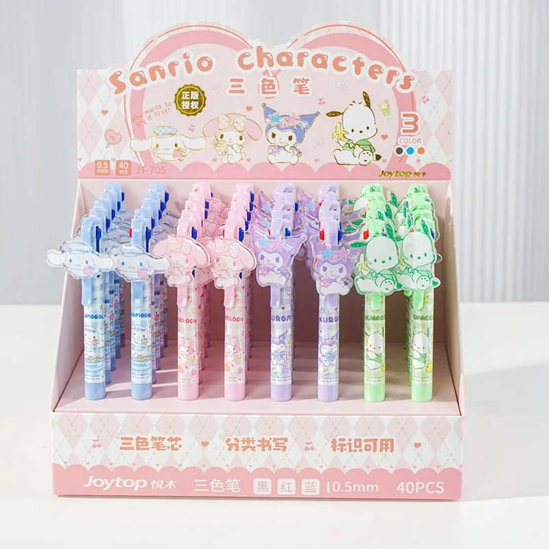 16 pcs/lot Sanrio Kuromi Melody Cinnamoroll Pochacco 3 Colors Gel Pen Cute Press Signature Pens Promotional Gift School Supplies