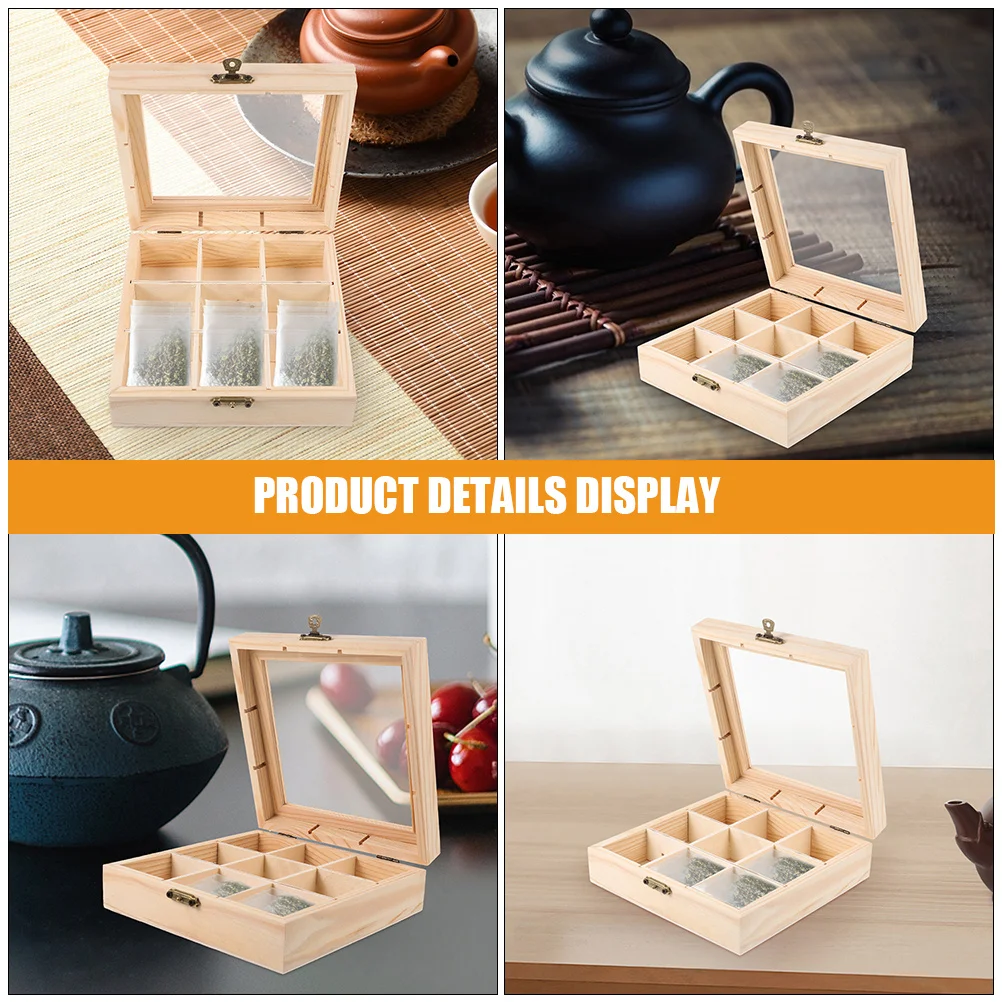 

2Pcs Wooden Tea Bag Holder Storage Box Natural Wood Compartments Organizer Compact for Tea Coffee Bags Wooden Boxes