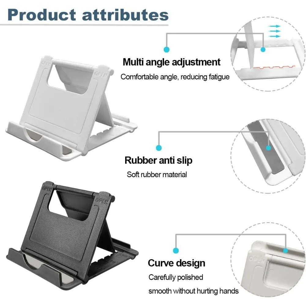 جودة عالية - أبيض وأسود، 2 حزمة حامل الهاتف الخليوي، حامل هاتف قابل للطي للمكتب - شحن مجاني، حار بيع!