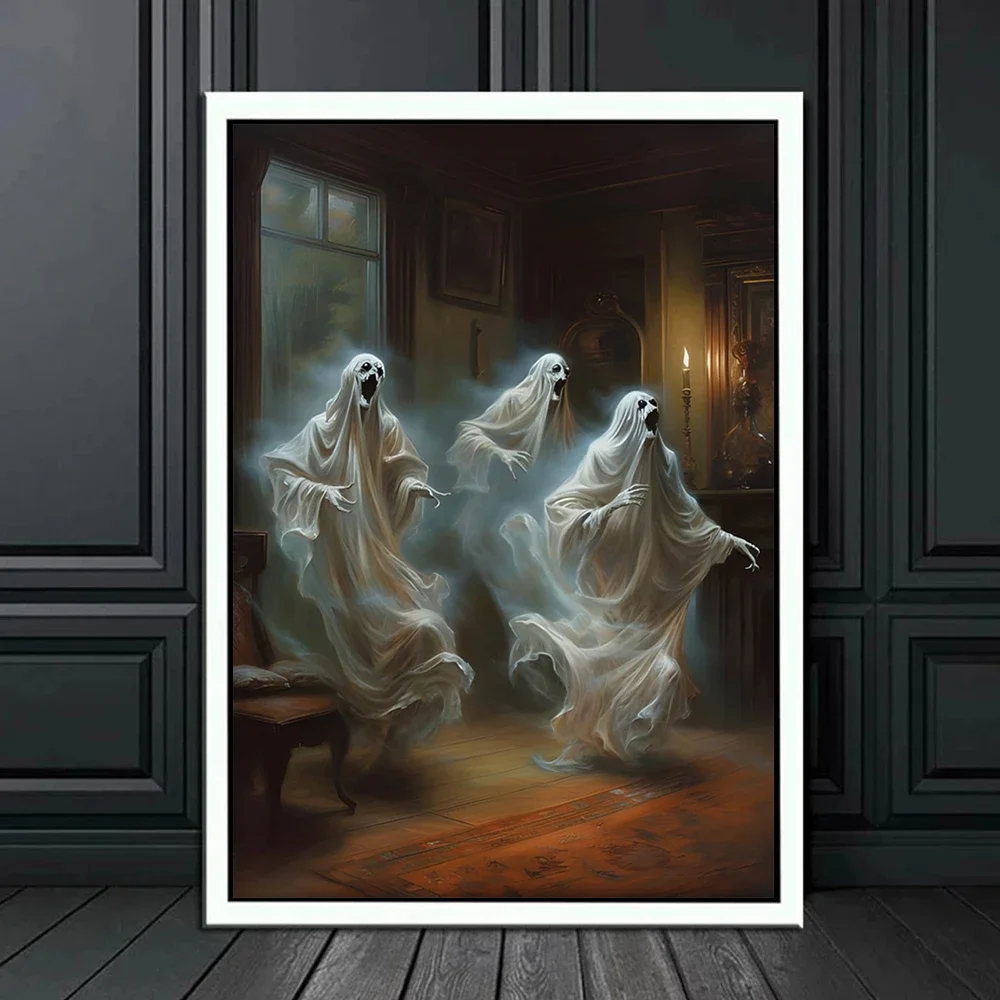 Gothic Wall Art Horror Haunted House Vintage Halloween Evil Spirits HD Canvas Poster Prints Home Bedroom Living Room Decoration