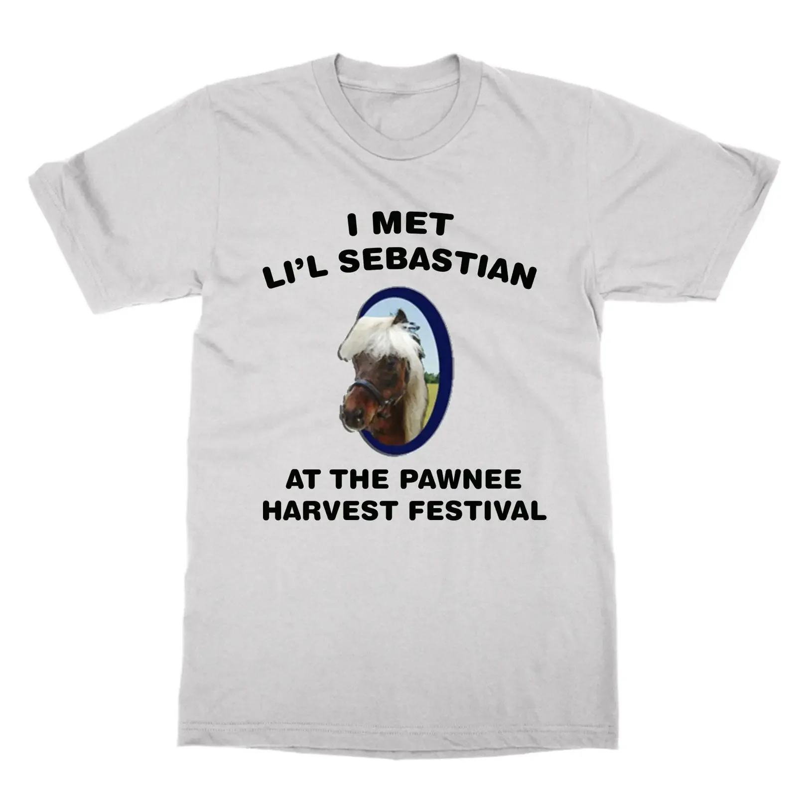 I Met Lil Sebastian T Shirt Pawnee Harvest Festival Parks Rec  vintage Washed Comfortable Soft homme Breathable graphic
