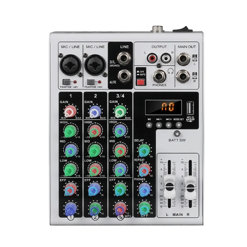 

RGB knob small bluetooth mixer with reverb effect microphone Karaoke stage performance session