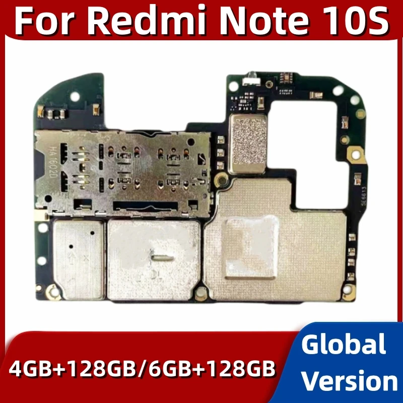 Motherboard for Xiaomi Redmi Note 10S, 64GB, 128GB, Global ROM, Mainboard, with Google Play Store Installed