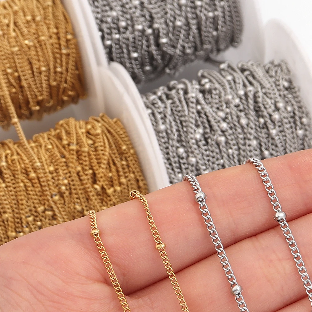 

10 ярдов/рулон, цепочки из нержавеющей стали, золотая/стальная цветная цепочка для изготовления ювелирных изделий, ожерелье, браслет, аксессуары, боковая цепочка из бисера