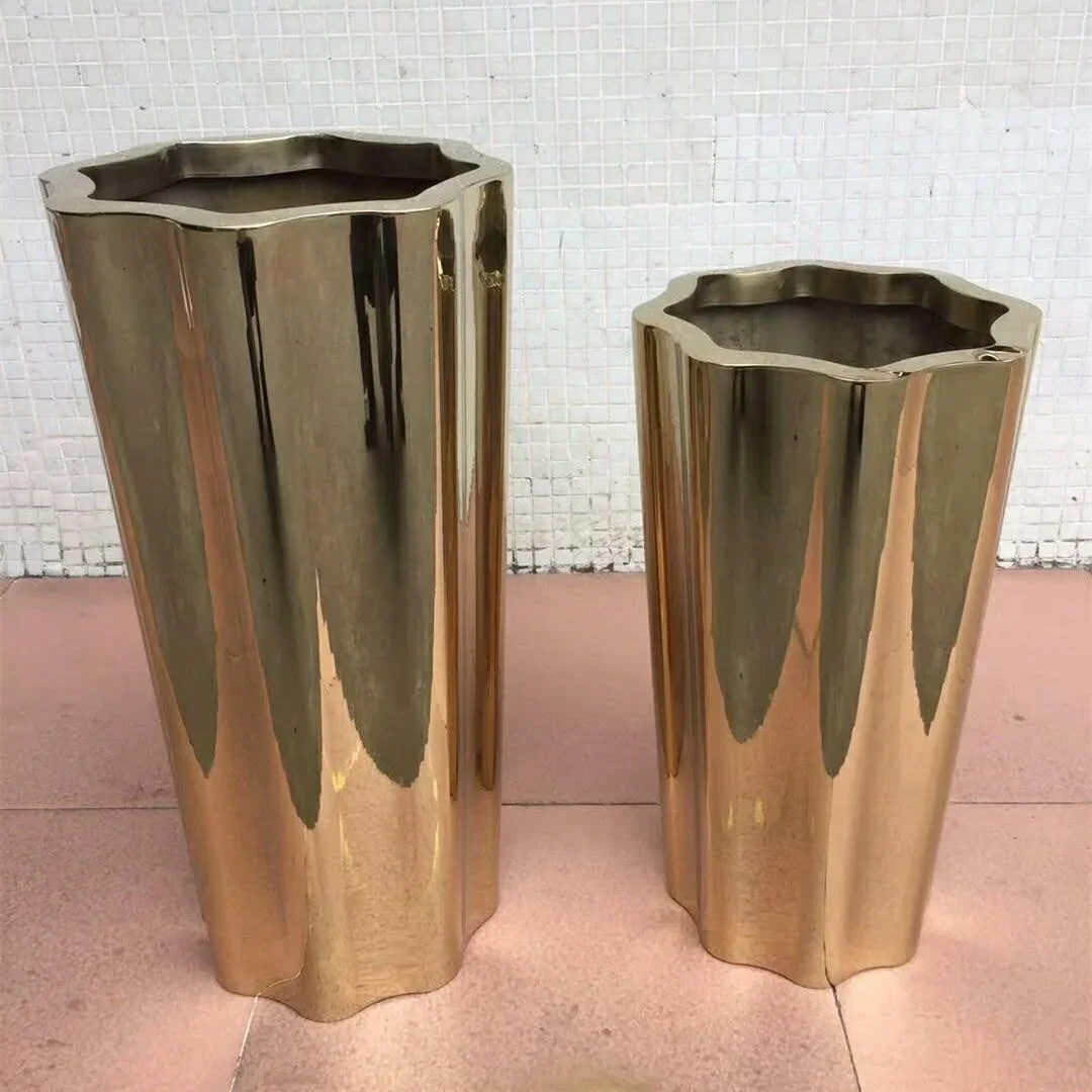 Tall Stainless Steel Modern Luxury Gold Vases for Home Decoration