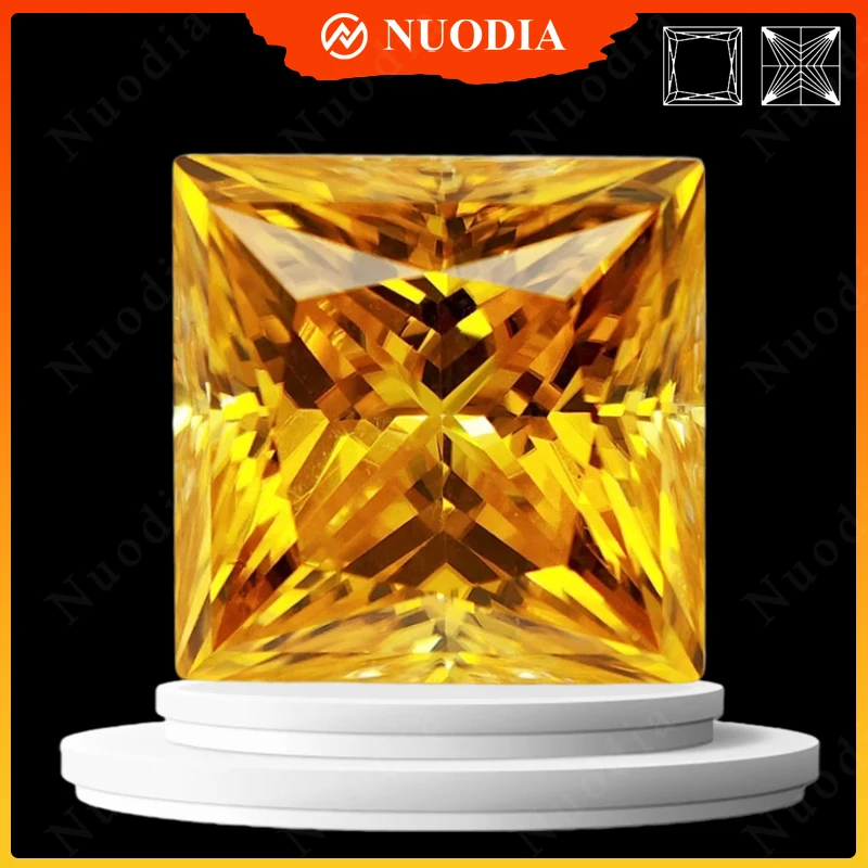 Moissanite Lab Diamonds Golden Yellow Color Princess Cut 0.6-5.0ct Pass Diamond Tester GRA Certificate