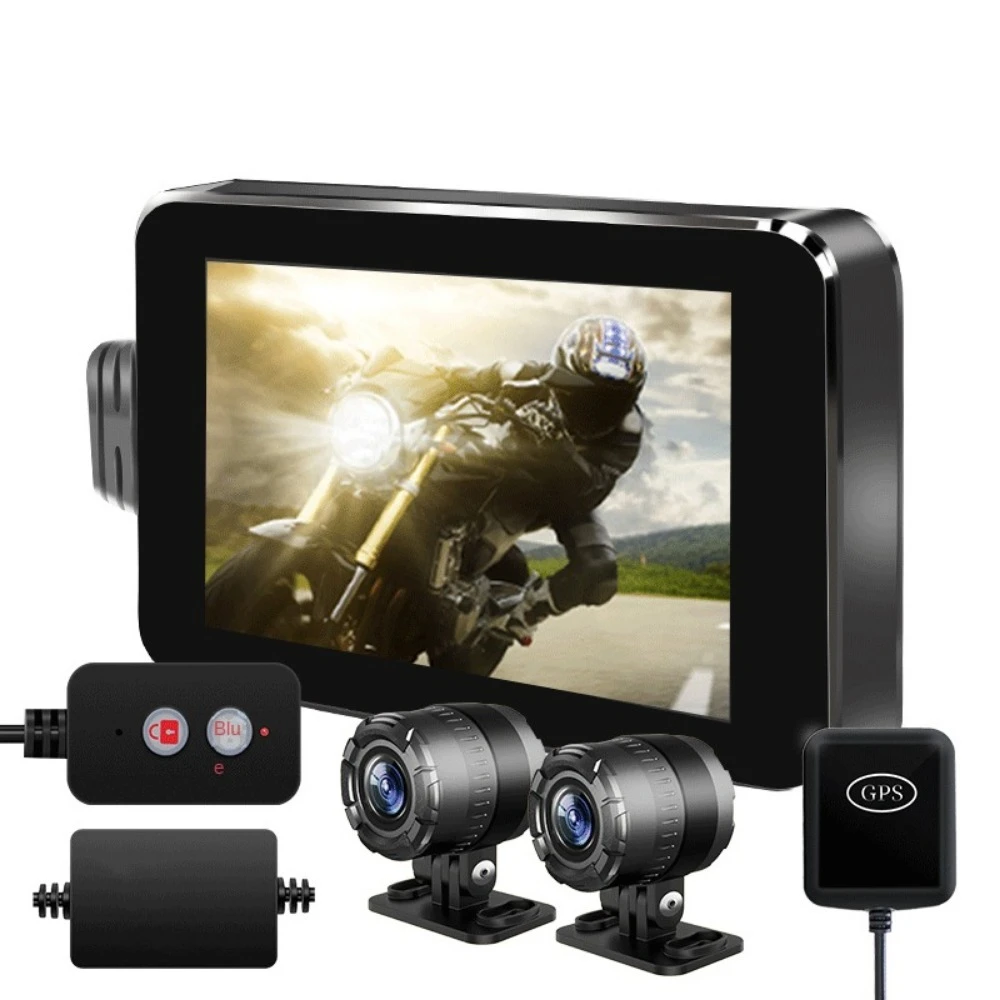 Motorcycle Recorder Camera with 4-inch Touch Screen and WIFI Interconnectivity 1080P Cameras