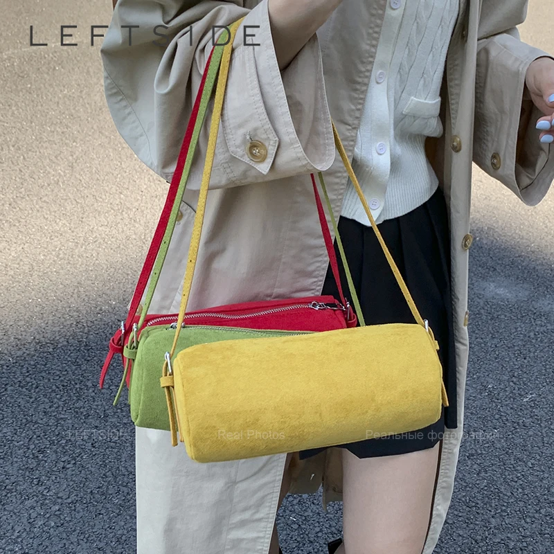 

LEFTSIDE Women's Small PU Leather Bucket Crossbody Bag 2025 Winter New Retro Shoulder Bag Luxury Designer Handbags and Purses