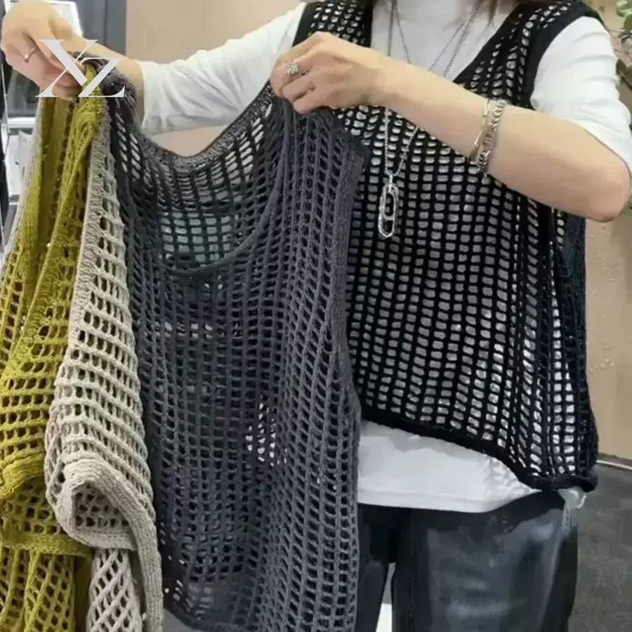 Hot Sale Loose Hollow Out Sleeveless Vest Top – Korean Style Layering Short Length Single Button Spring Summer New Arrival