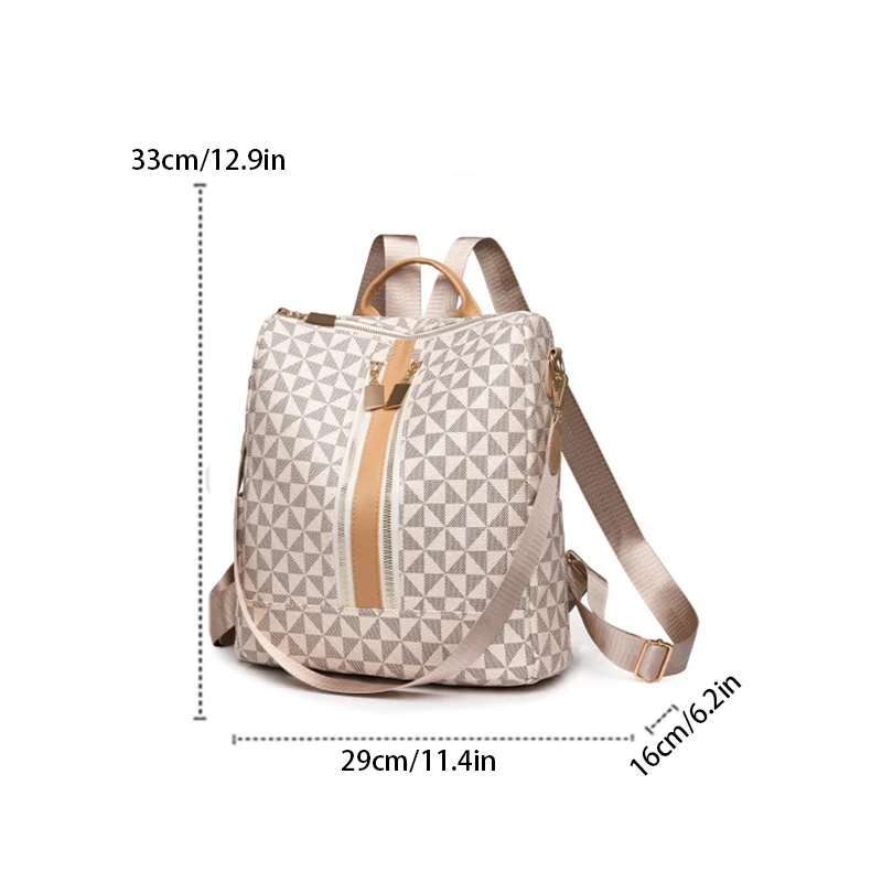 A Stylish Pu Backpack With Unique Pattern Design And Large Capacity Is Suitable For Commuting Shopping And Traveling