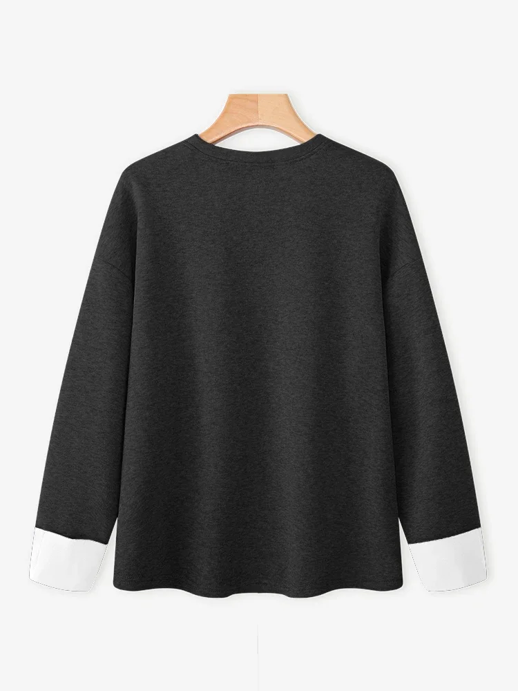 ZANZEA Vrouwen Herfst Truien Sweatshirts 2025 Patchwork Jumpers Winter Tops Mode Lange Mouw Blusas Sweatshirt Kleding