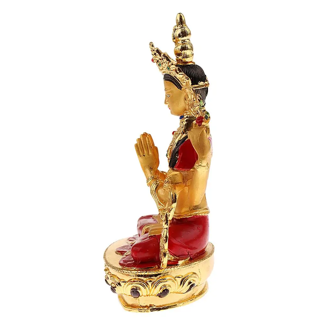 Avalokitesvara Statue Tibetan Small Gilded Statue Bodhisattva 14.5cm Holy