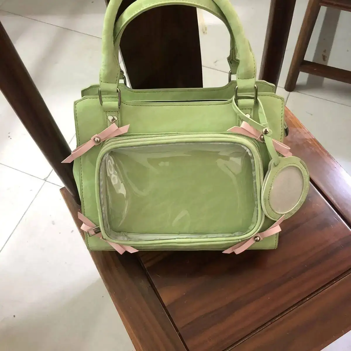 Bloom Transparent Bow Sier Shoulder Women Sweet Cute Handle Messenger Square Bag Female Versatile Casual Crossbody Bags