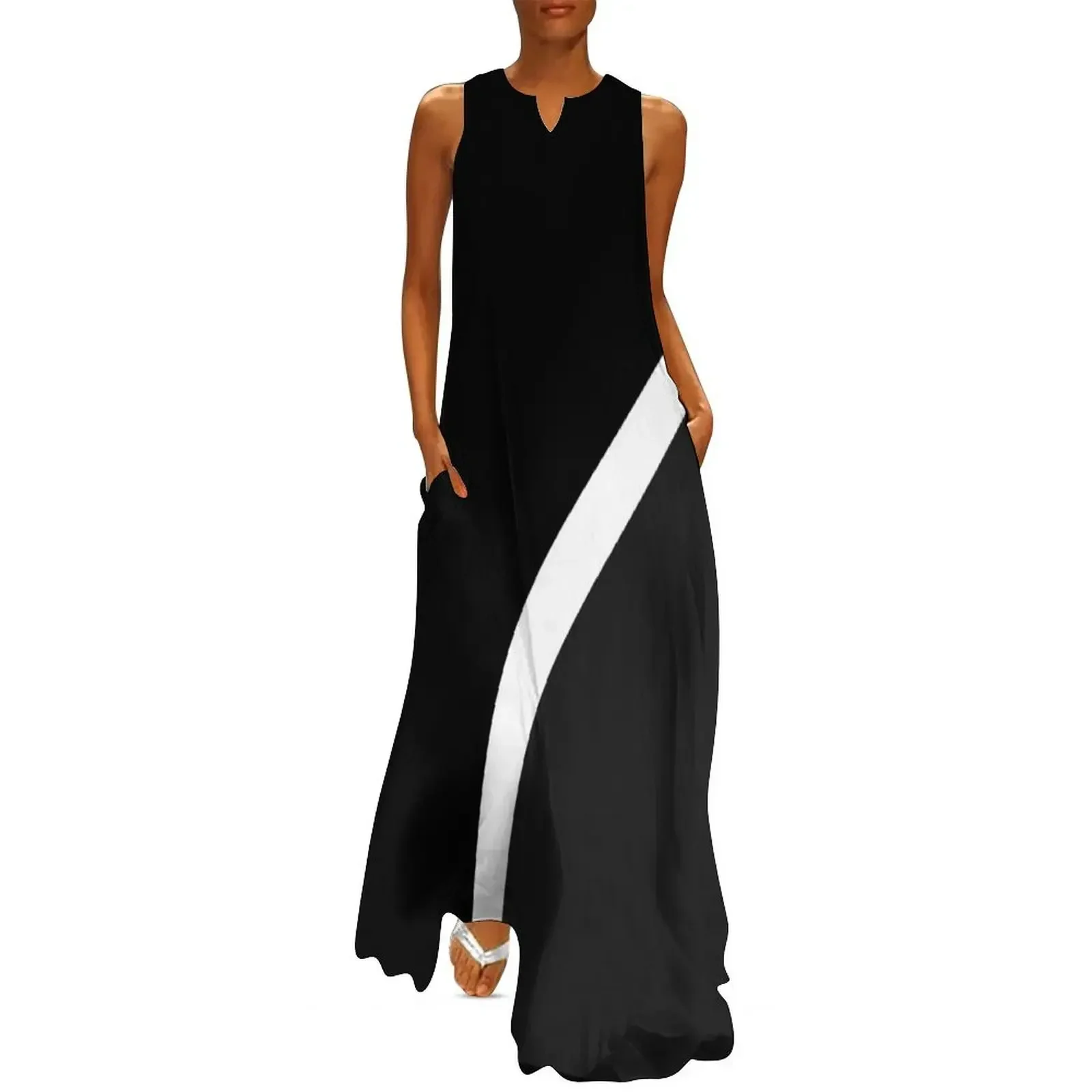 

Black and white line Long Dress women's summer jumpsuit dress for women summer dress for women