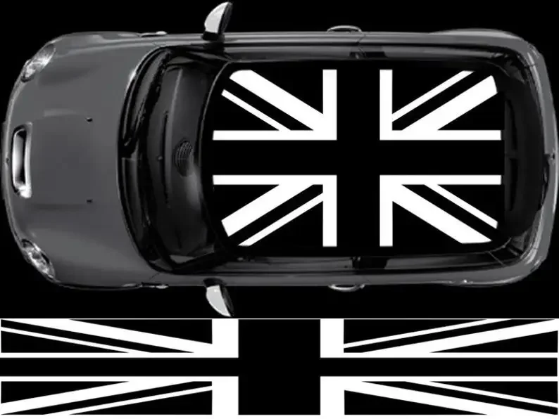 Black Union Jack flag roof for mini graphics decals stickers Custom Picture Size Car Packaging Modification Sticker Decals