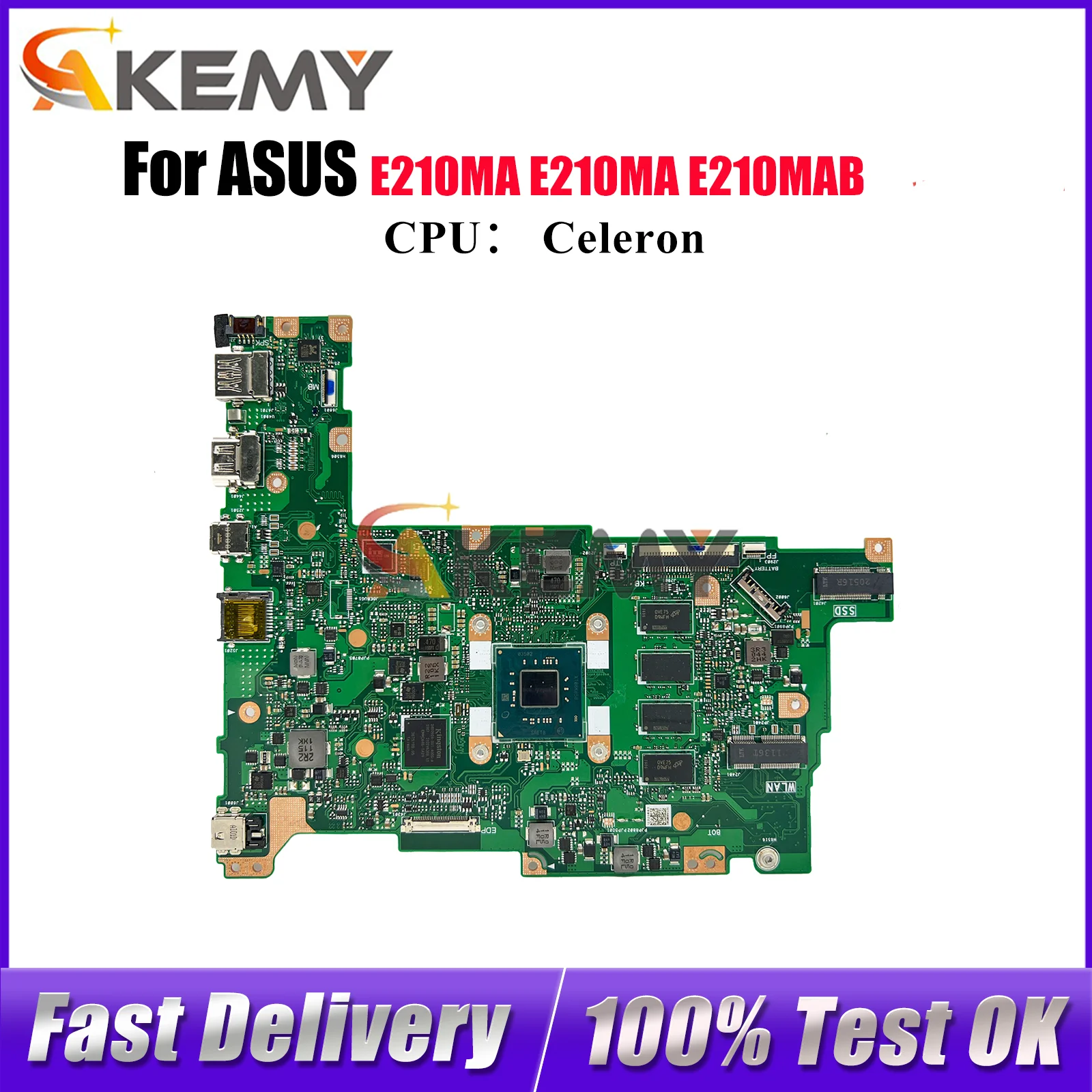 

E210MA Laptop Motherboard For ASUS EeeBook E210M E210MA E210MAB Notebook Mainboard With Celeron CPU 100% tests OK fast shipping