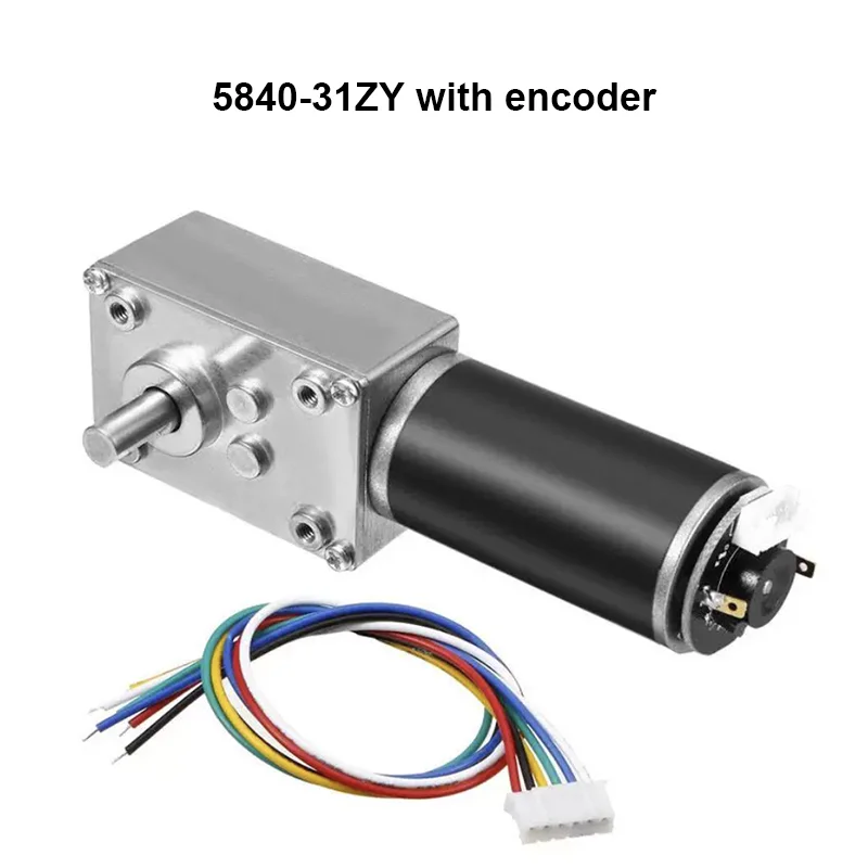 5840-31zy turbine worm with encoder self-locking gear DC reduction motor DC 12V 24V 12-470rpm right angle high torque motor