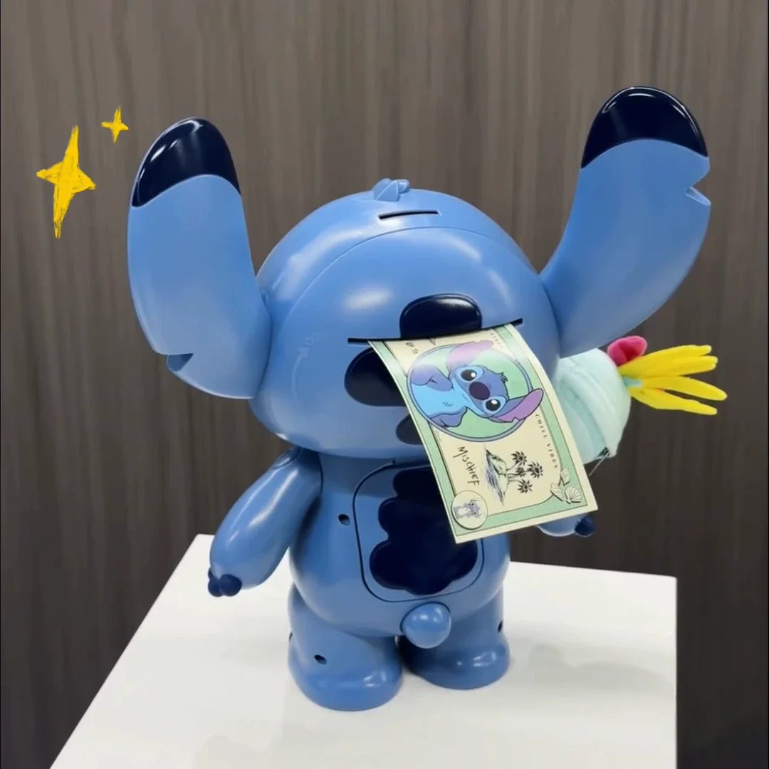 Hucha de punto auténtica, adorno grande, tarro de ahorro periférico de Stitch de Disney, juguetes para niños, regalos para niños masculinos y femeninos
