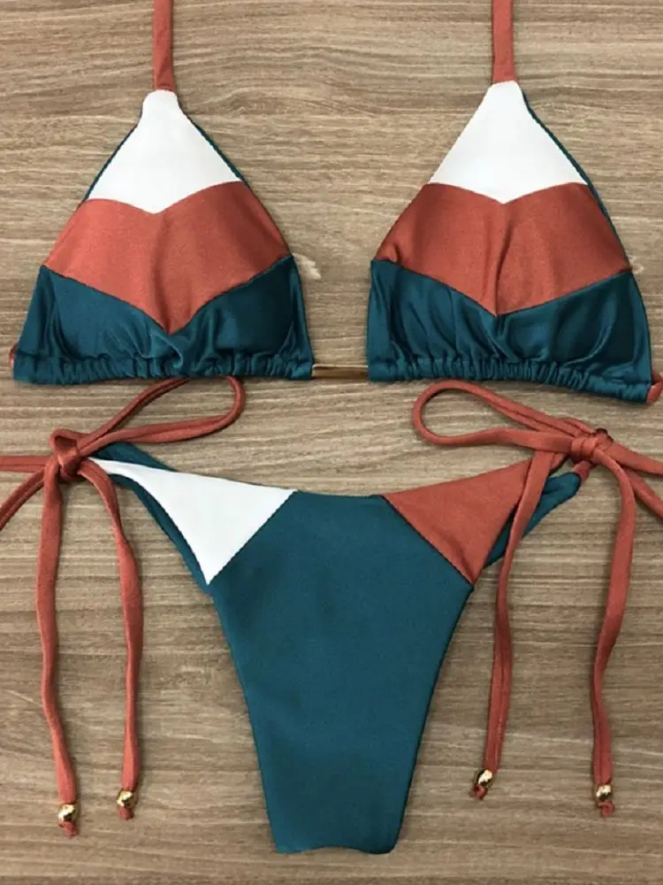 Micro bikinis 2020 Sexy Solid Color Stitching Swimwear Women bikini Set Swimming Suit Bathing Suit Swimsuit Biquinis Feminino