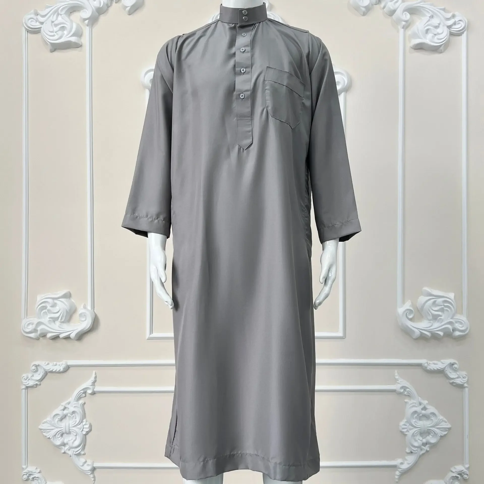 Jalabiya Branca para Homens Muçulmanos, Thobe Árabe, Kurta Pajama, Kaftan de Dubai, Abaya, Jubba, Daffah, Dishdasha, Roupa de Oração, Vestuário Modesto