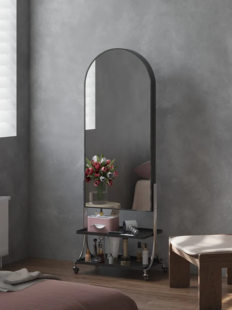LMM Mobile Magazine Rack, Floor-Standing Full-Length Mirror, Bedroom Fitting Mirror, Home Use