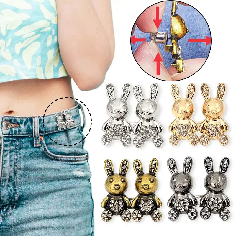 

Women Rabbit Adjustable Metal Waist Buckle Button Extender Pants Jeans Waist Tighten Buckles Waist Clip Pins Buttons Accessories